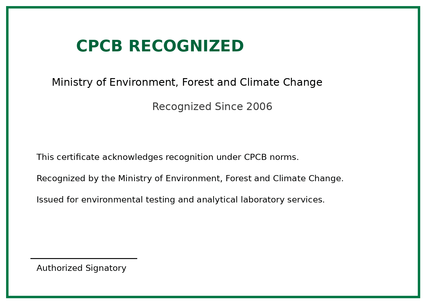 CPCB Recognized certificate