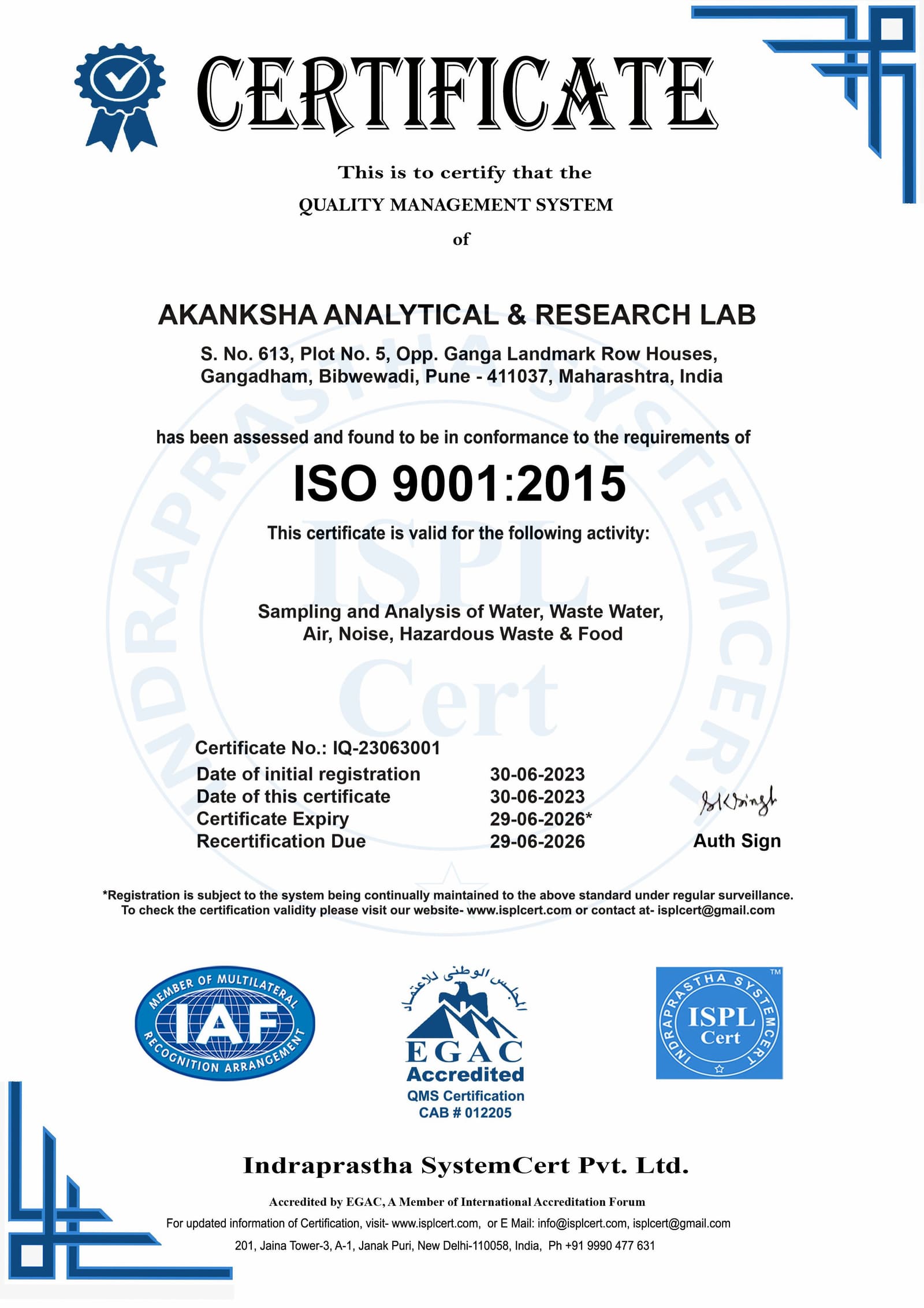 ISO 9001:2015 certificate